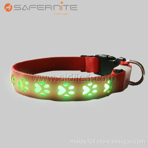 Leather Adjustable Flashing Light Up Led Dog Collar